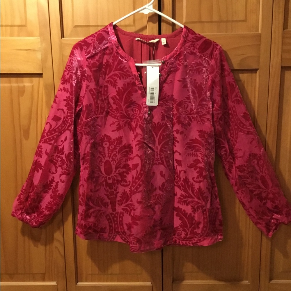 Soft Surroundings Pink/Red Floral Blouse